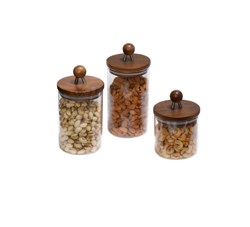 3-Piece-Acacia-Top-Glass-Kitchen-Canister-Set