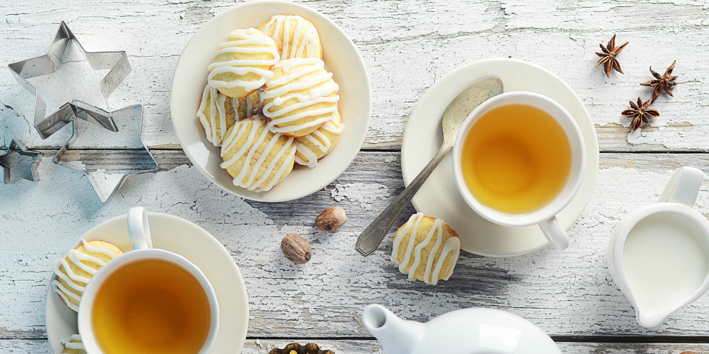 Tiny Tea Cookies with Butter Rum Icing