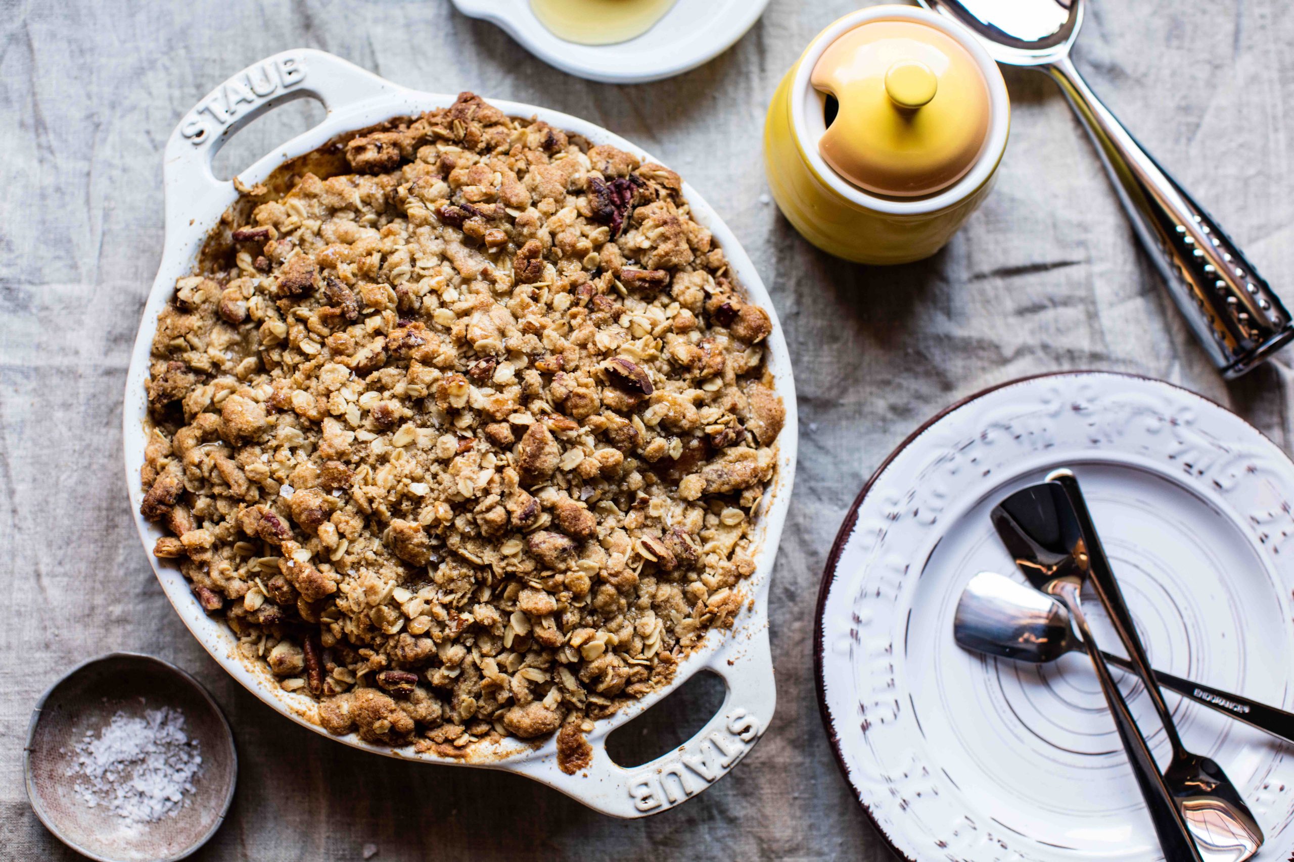 Brown Butter, Salty Manuka Honey, Pecan & Apple Crumble