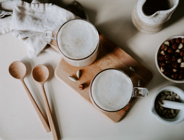 Homemade Hazelnut Milk Chai Lattes