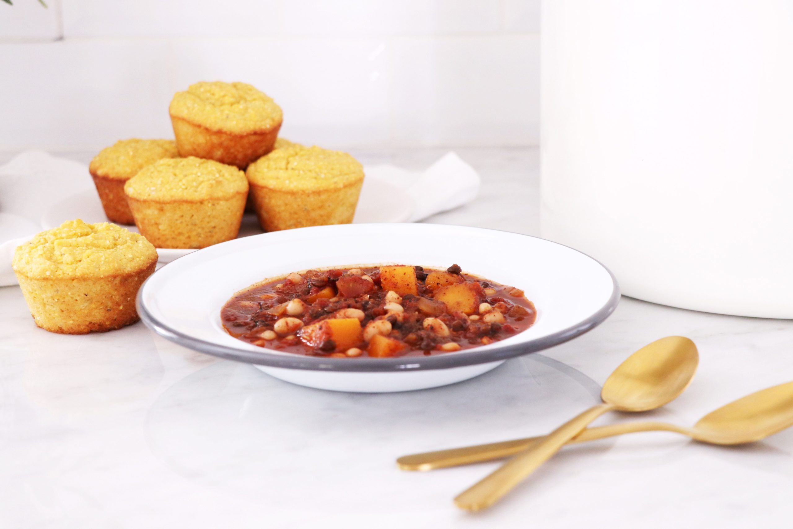 Butternut Squash Chili with Gluten-Free Cornbread