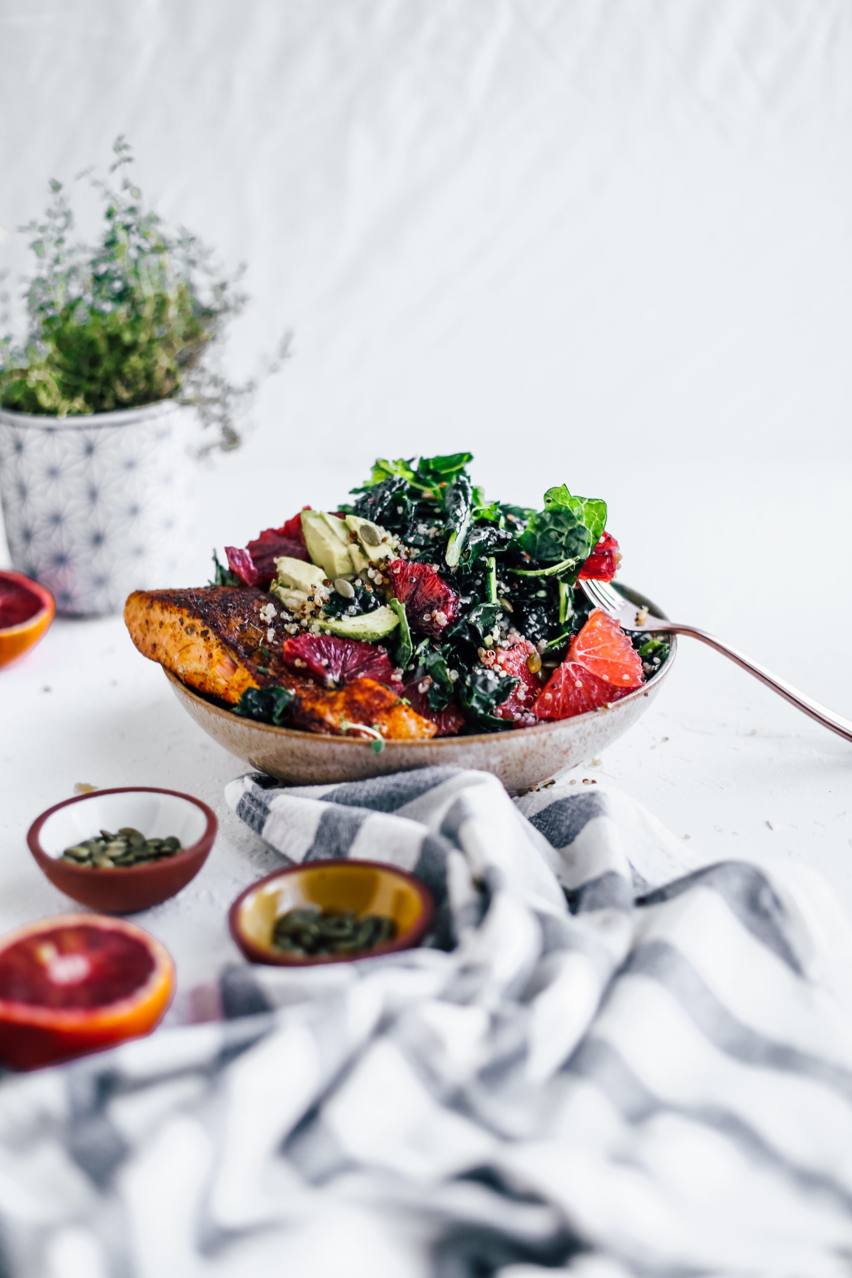 Citrus, Avocado, & Quinoa Blackened Salmon Bowl