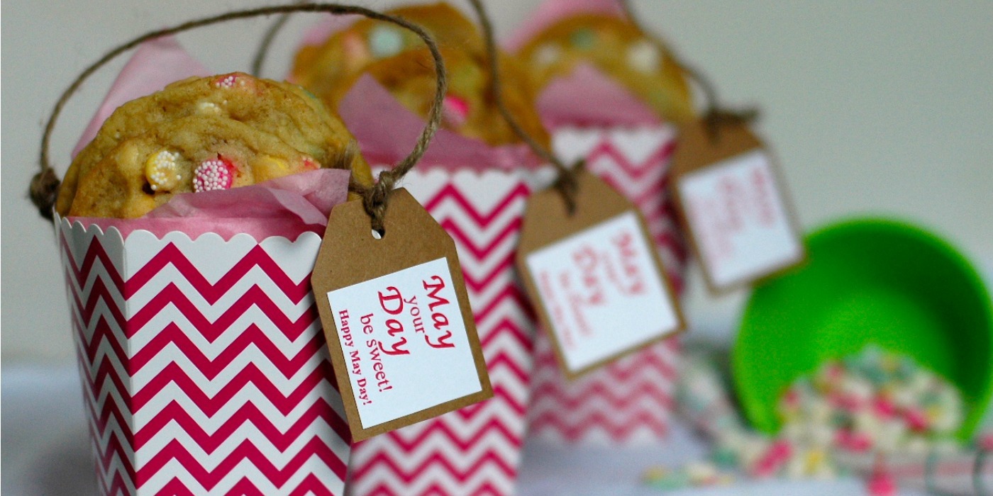 May Day Baskets with Vanilla Mint Drop Chip Cookies