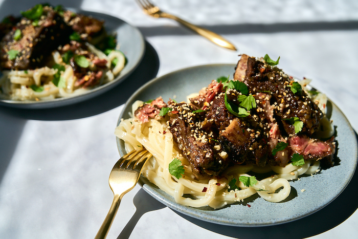 Sous Vide Asian Short Ribs with Udon Noodles