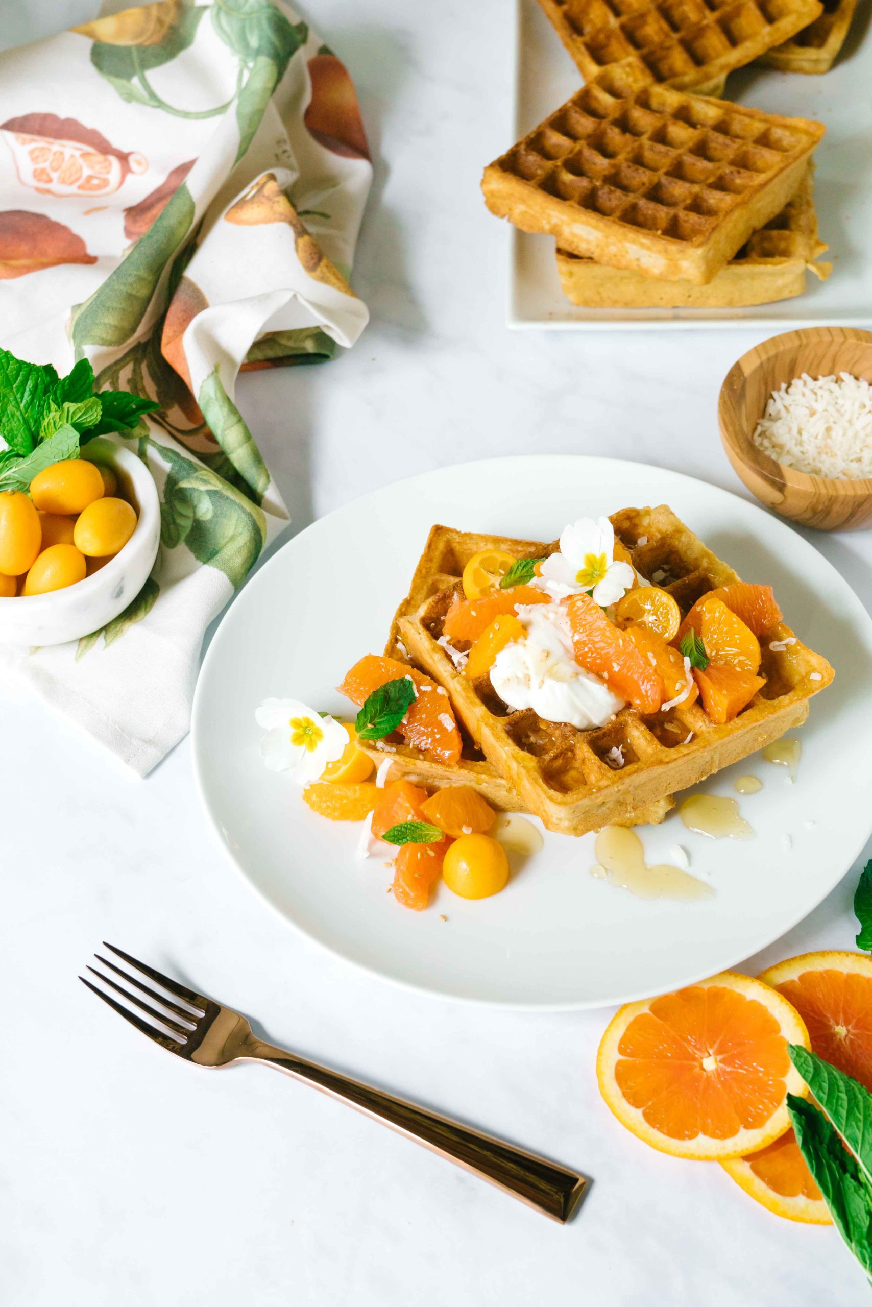 Winter Citrus Whole Wheat Waffles