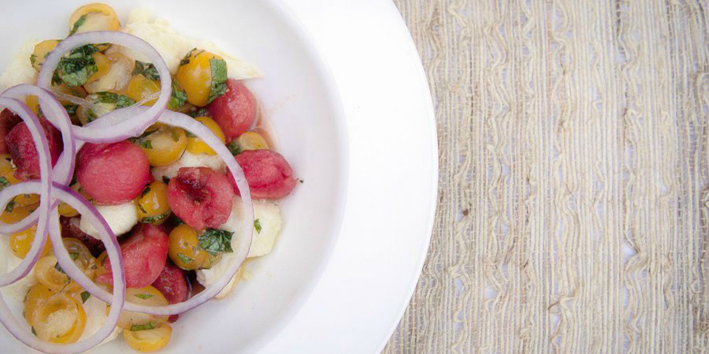 Late Summer Watermelon Tomato Mozzarella Salad from Chef Ben Vaughn