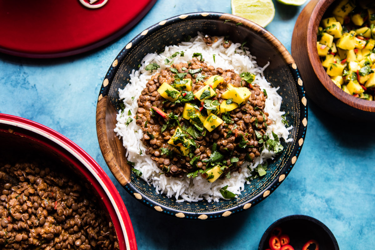 Indian Lentils with Mango Salsa