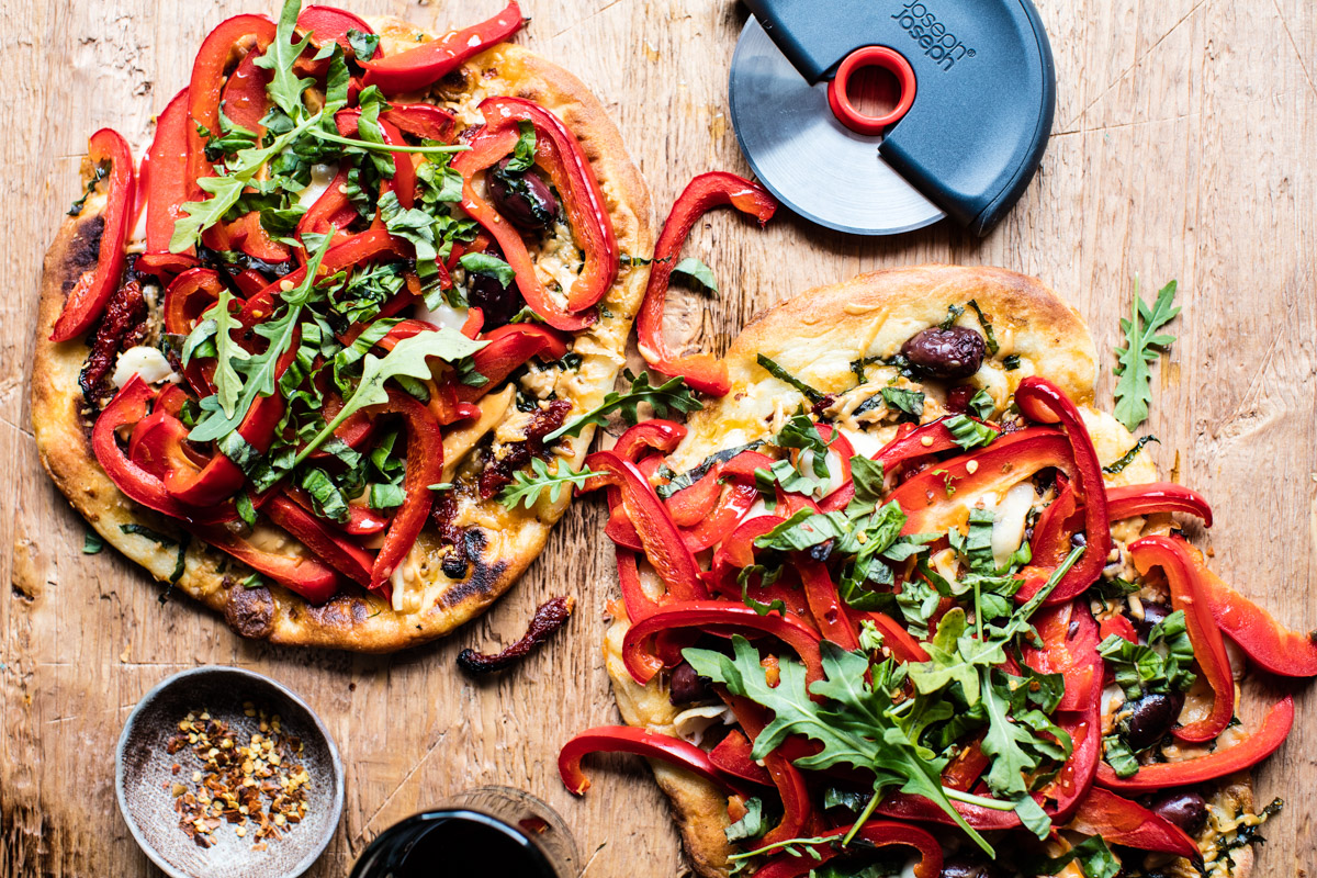 Loaded Veggie Naan Pizza