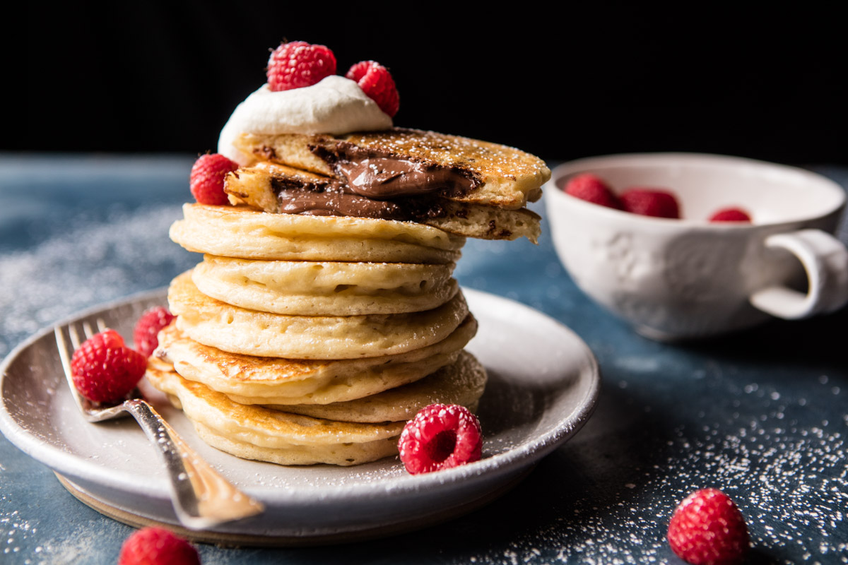 Nutella Stuffed Pancakes with Irish Whipped Cream