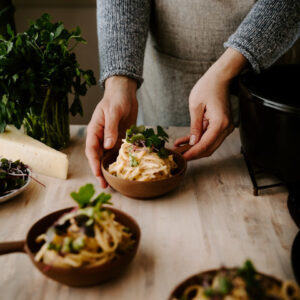 One Pot Carbonara with Pancetta & Peas