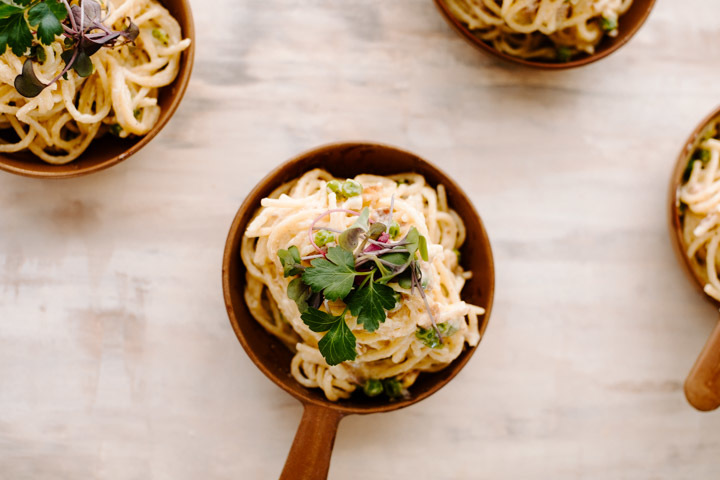 One Pot Carbonara with Pancetta & Peas