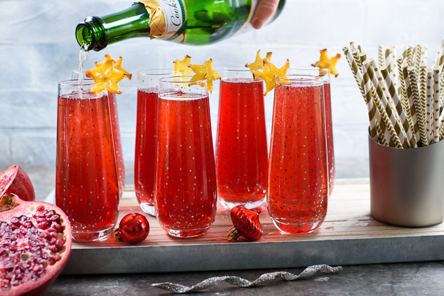 Bubbly Pomegranate Lime Champagne Cocktail