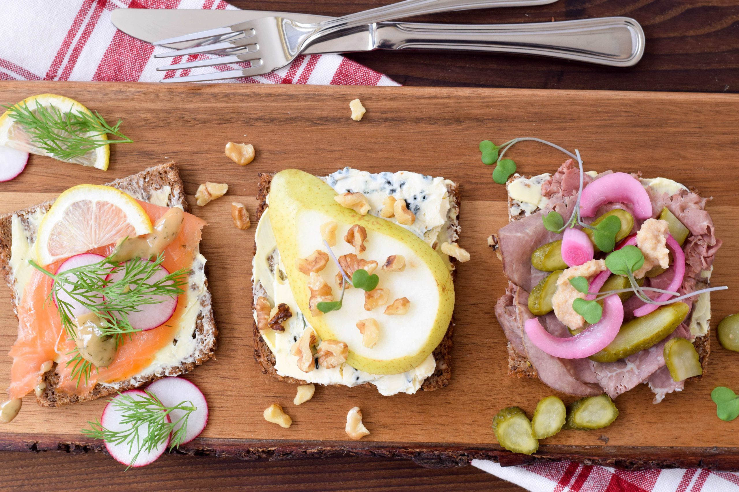 Roast Beef, Smoked Salmon, & Blue Cheese Smørrebrød Recipes