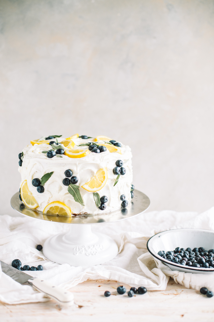 A Stunning Spring Lemon Blueberry Cake | The Inspired Home
