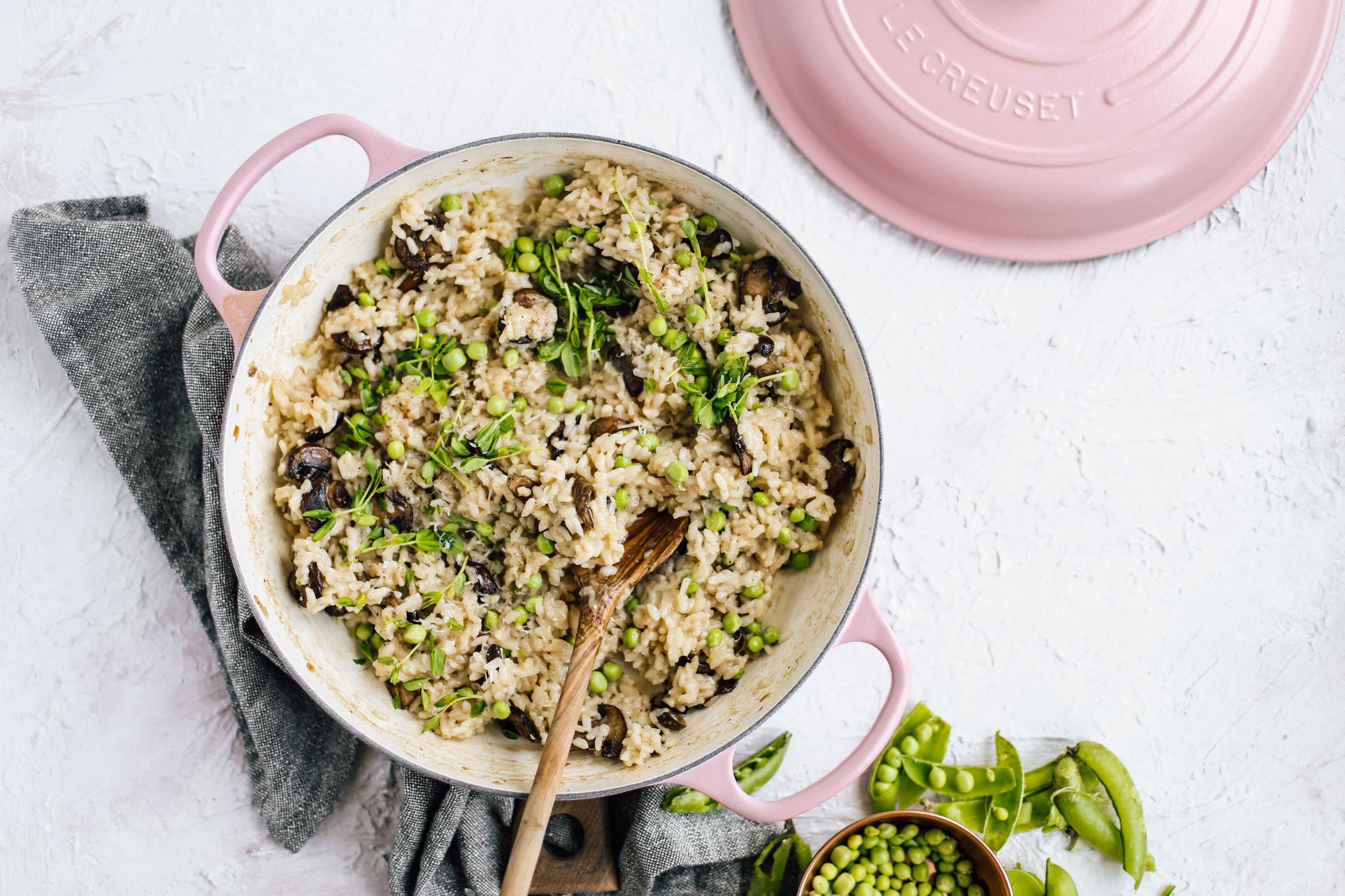 A Spring Pea Mushroom Risotto to Take You Into the Season