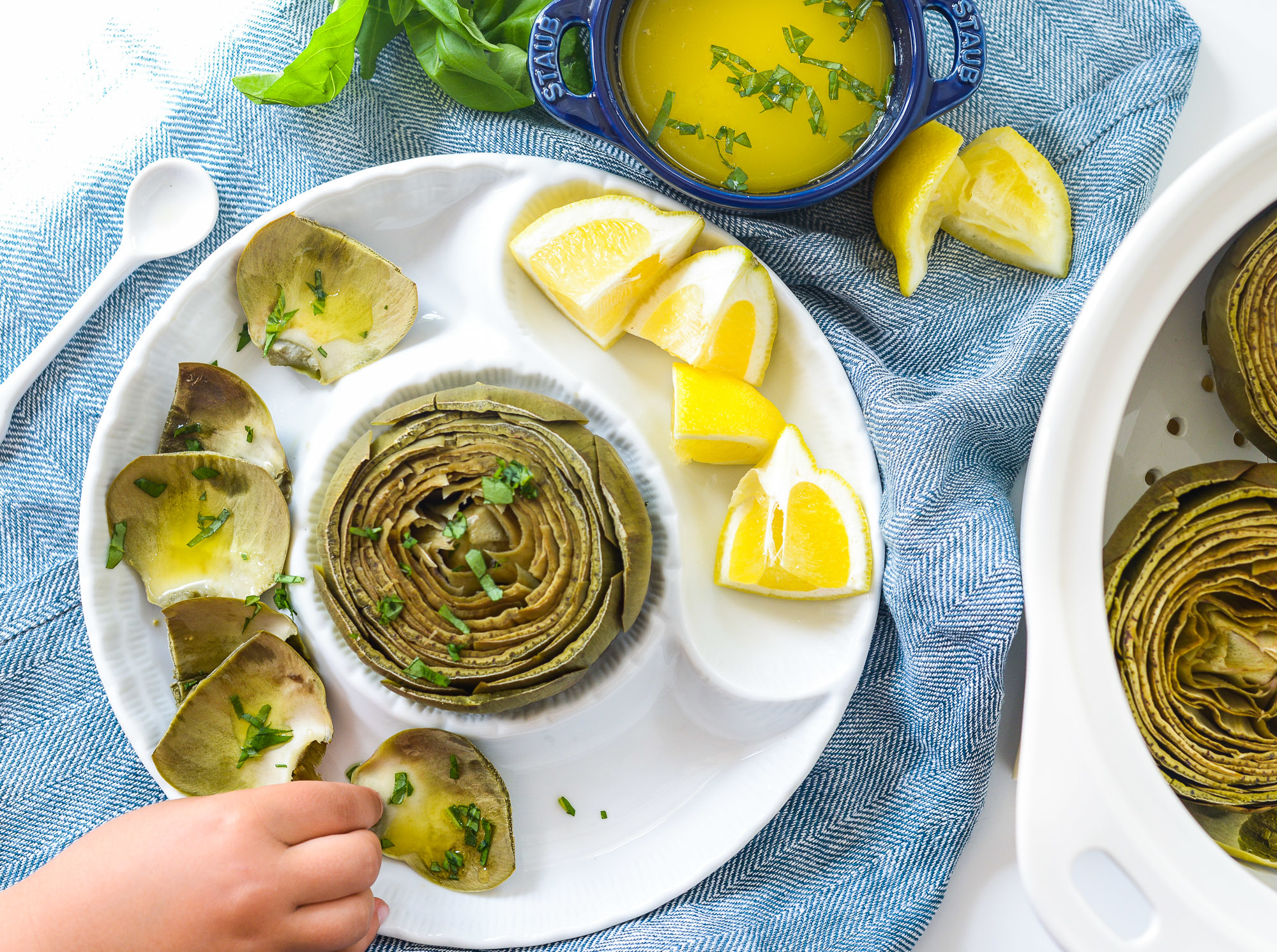 Perfectly Simple Steamed Artichokes with Dijon Butter Sauce