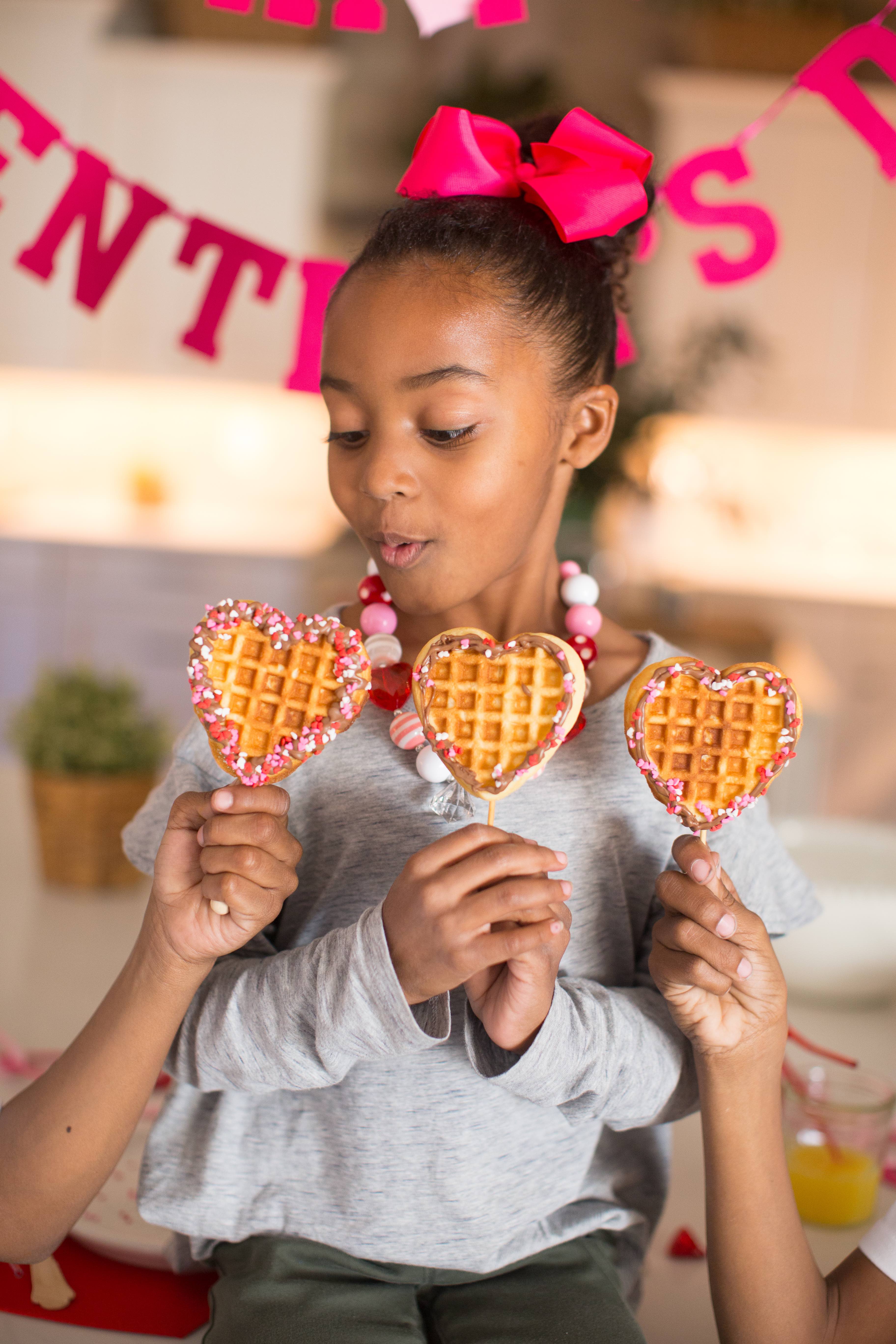 Valentine’s Day Heart-Shaped Waffles on a Stick