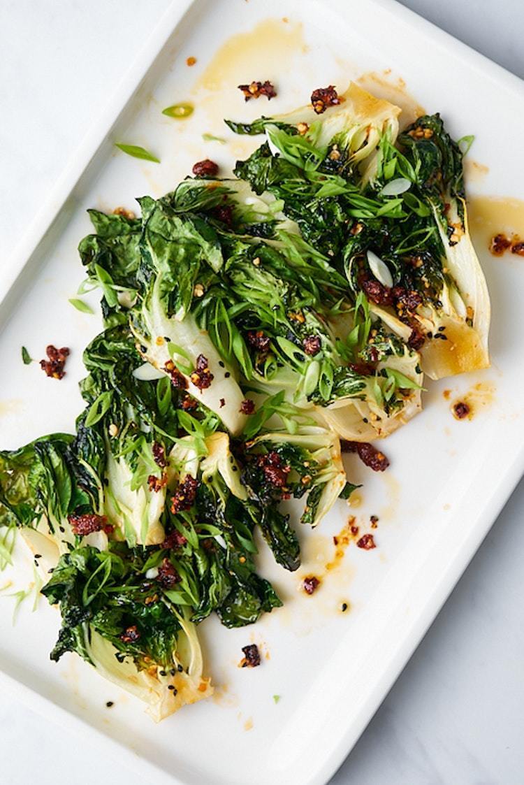 Spicy Garlic Roasted Bok Choy