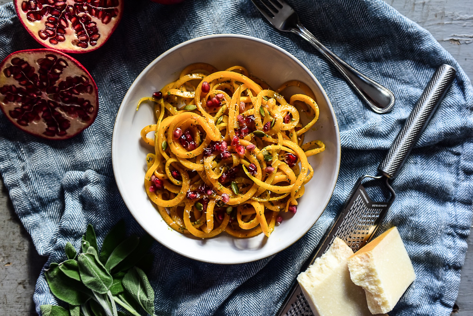 Butternut Squash Noodles with Brown Butter and Sage, Pumpkin Seed Pesto