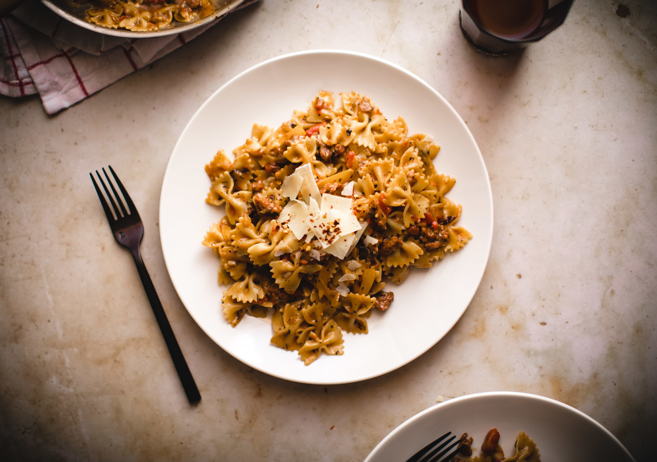 Easy One Pan Spicy Sausage Farfalle Recipe