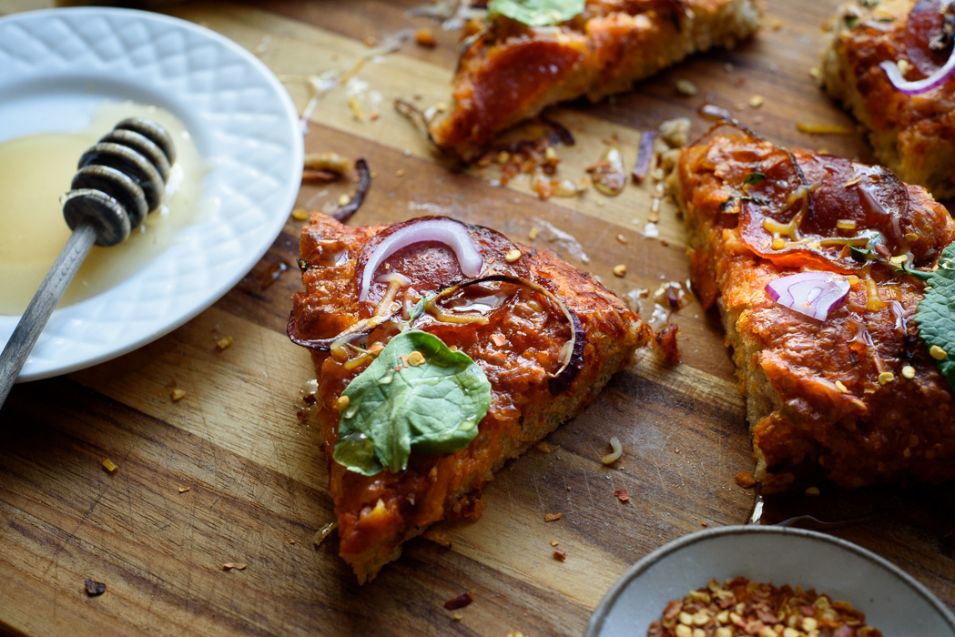Grilled Homestyle Pizza with Honey Sriracha Glaze Recipe
