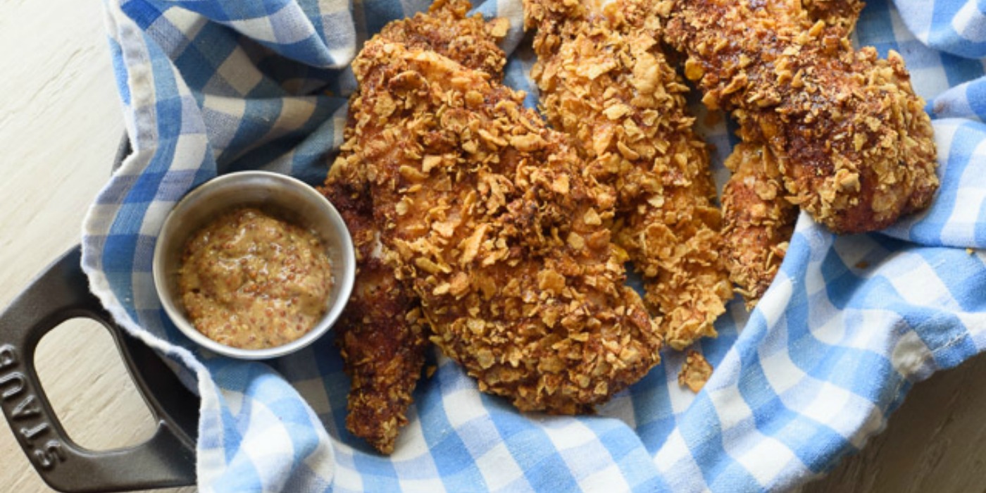 Spicy Honey Cornflake Baked “Fried” Chicken Recipe