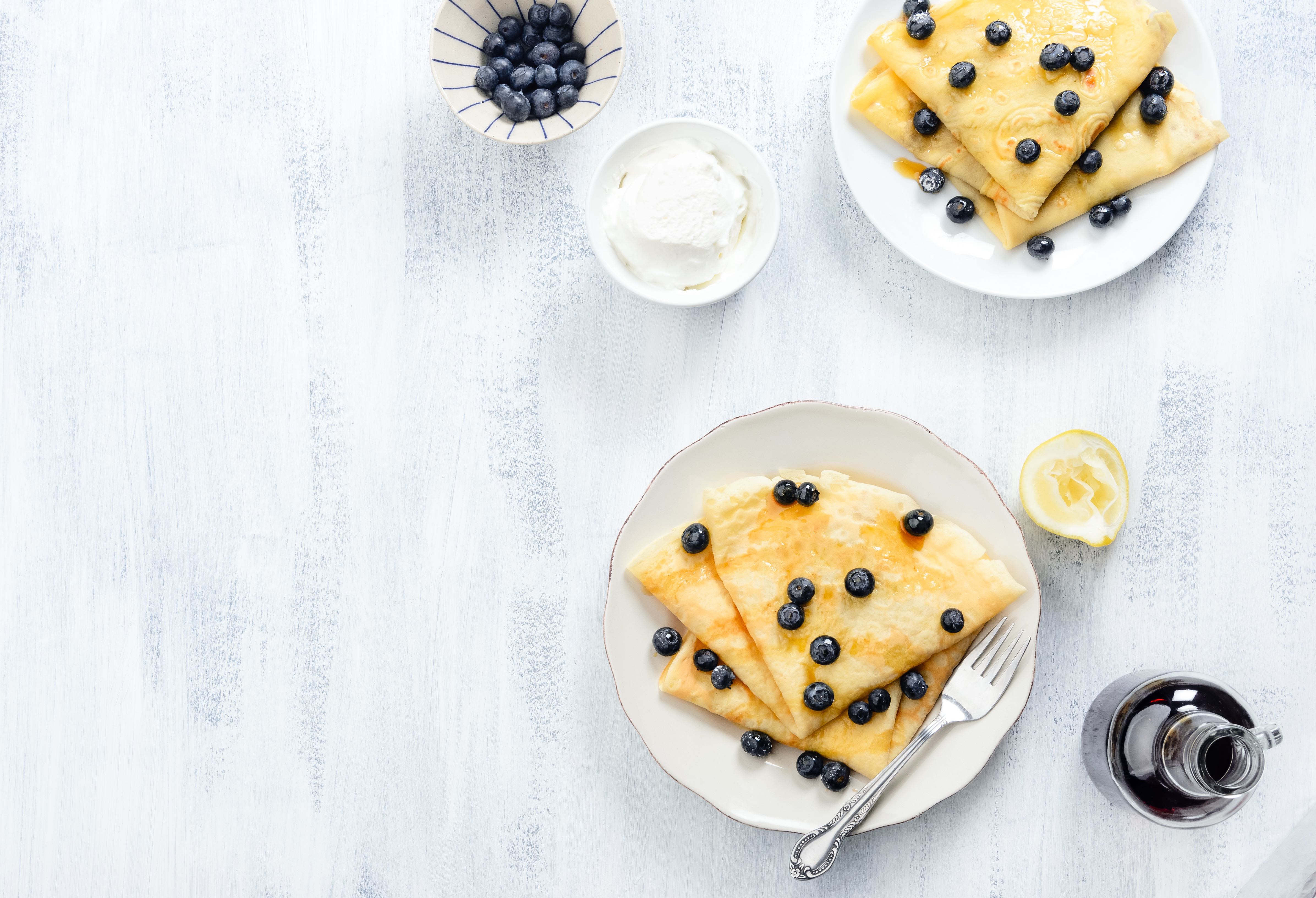 Lemon and Blueberry Crepes