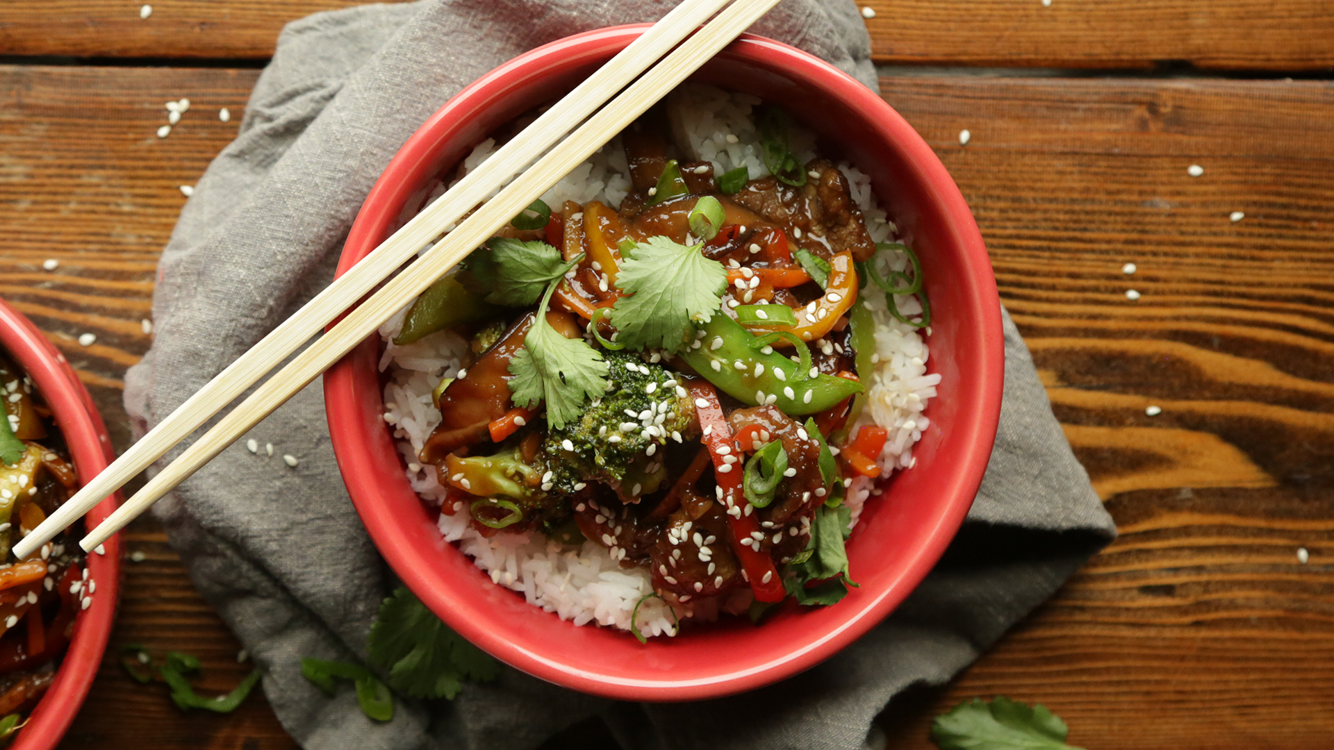 30 Minute Beef Stir Fry with Vegetables and Rice