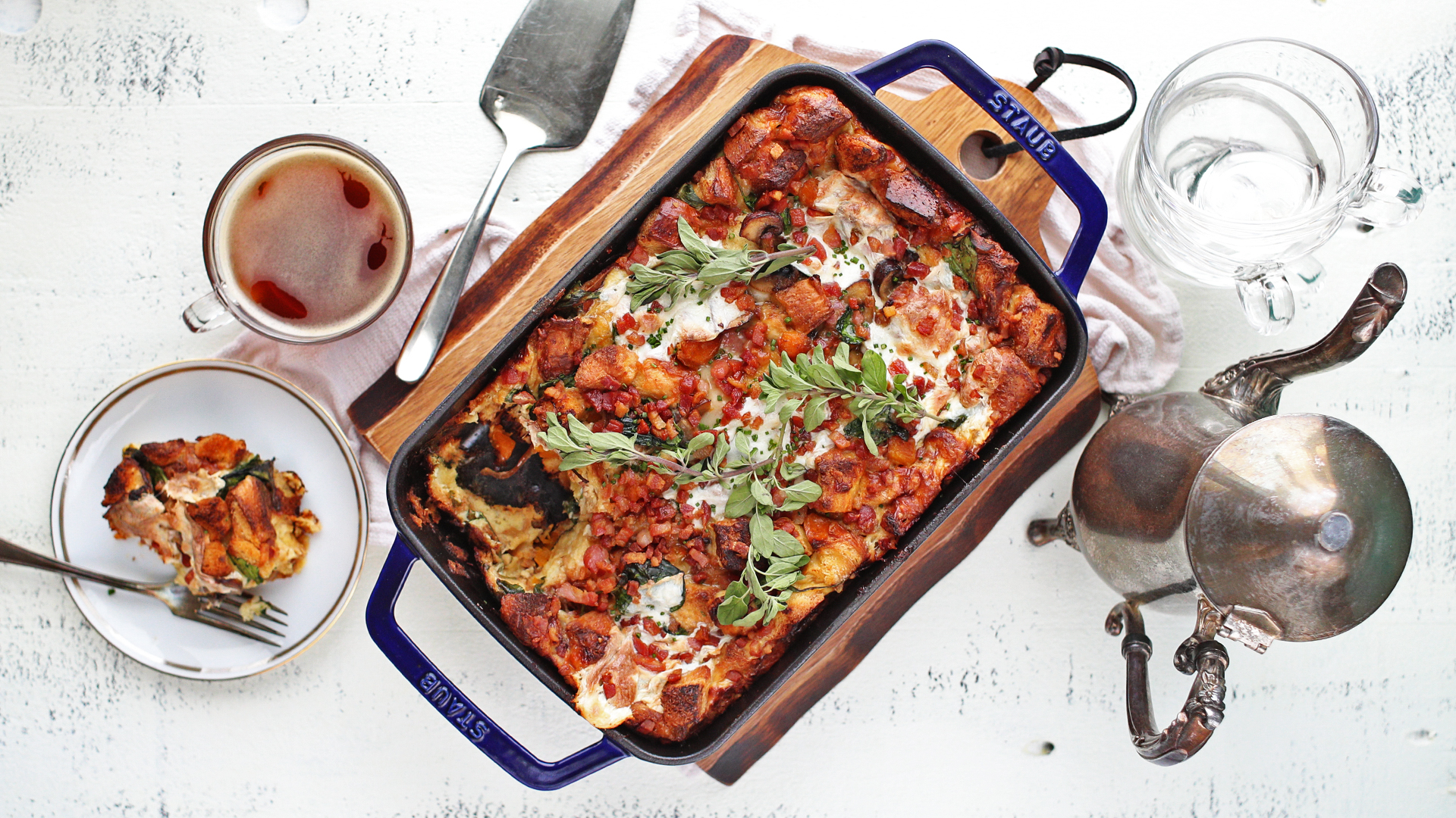 Strata Breakfast Recipe with Roasted Onions and Butternut Squash