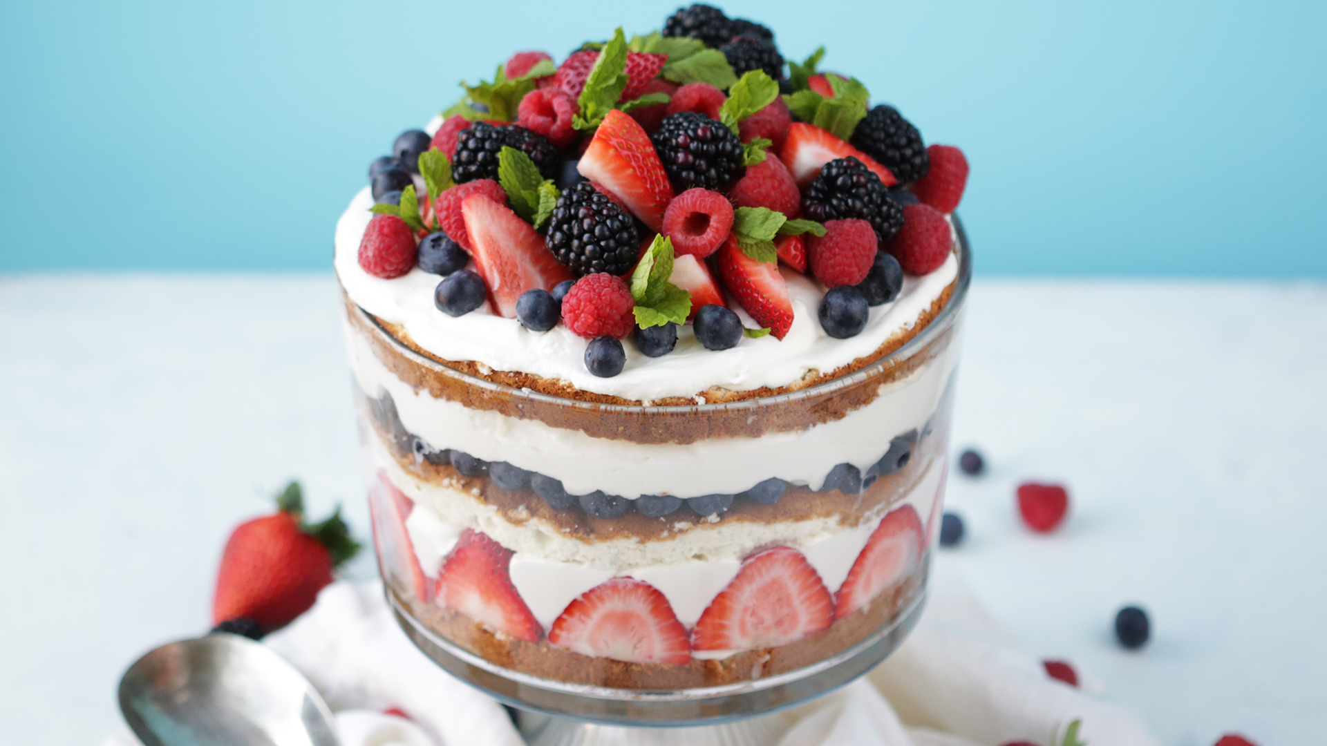 Homemade Angel Food Cake Trifle Recipe with Fresh Berries