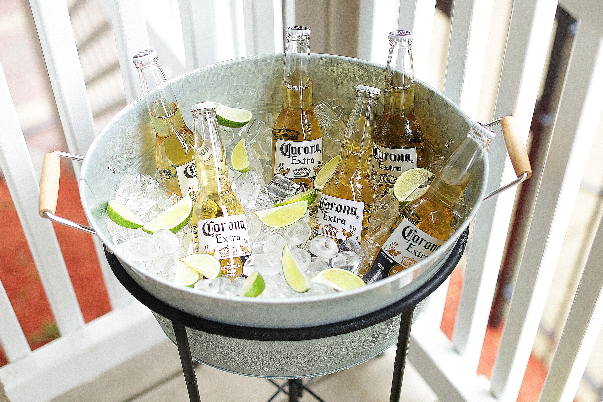 Corona metal beer bucket and salt and pepper shaker bottles set