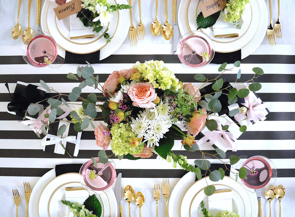 Black, Gold and White Table Setting