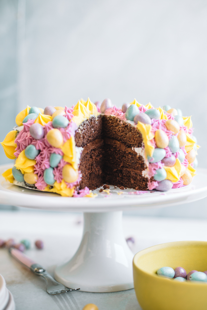 Easter KitKat Cake with Cadbury Cream Egg Filling • My Evil Twin's Kitchen