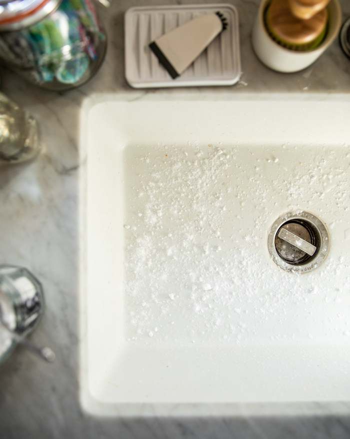 Tips for caring for a porcelain sink. Love the farmhouse sink and the  faucet with the pull-down sprayer!