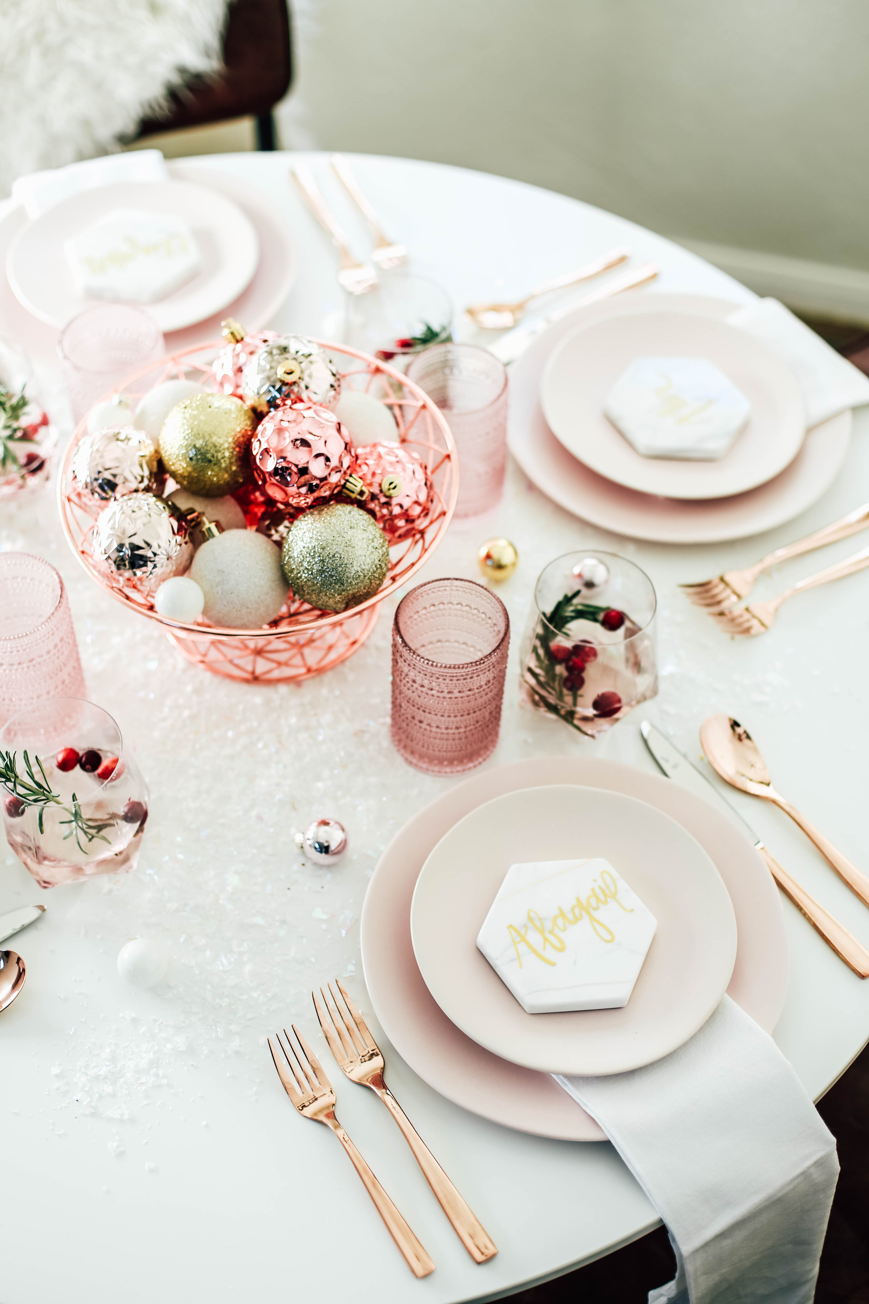 A Festive Millennial Pink Table Setting for the Holiday Season | The ...