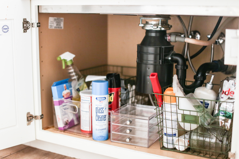 Under Sink Organization - How to Organize Under a Kitchen Sink - The Pink  Dream