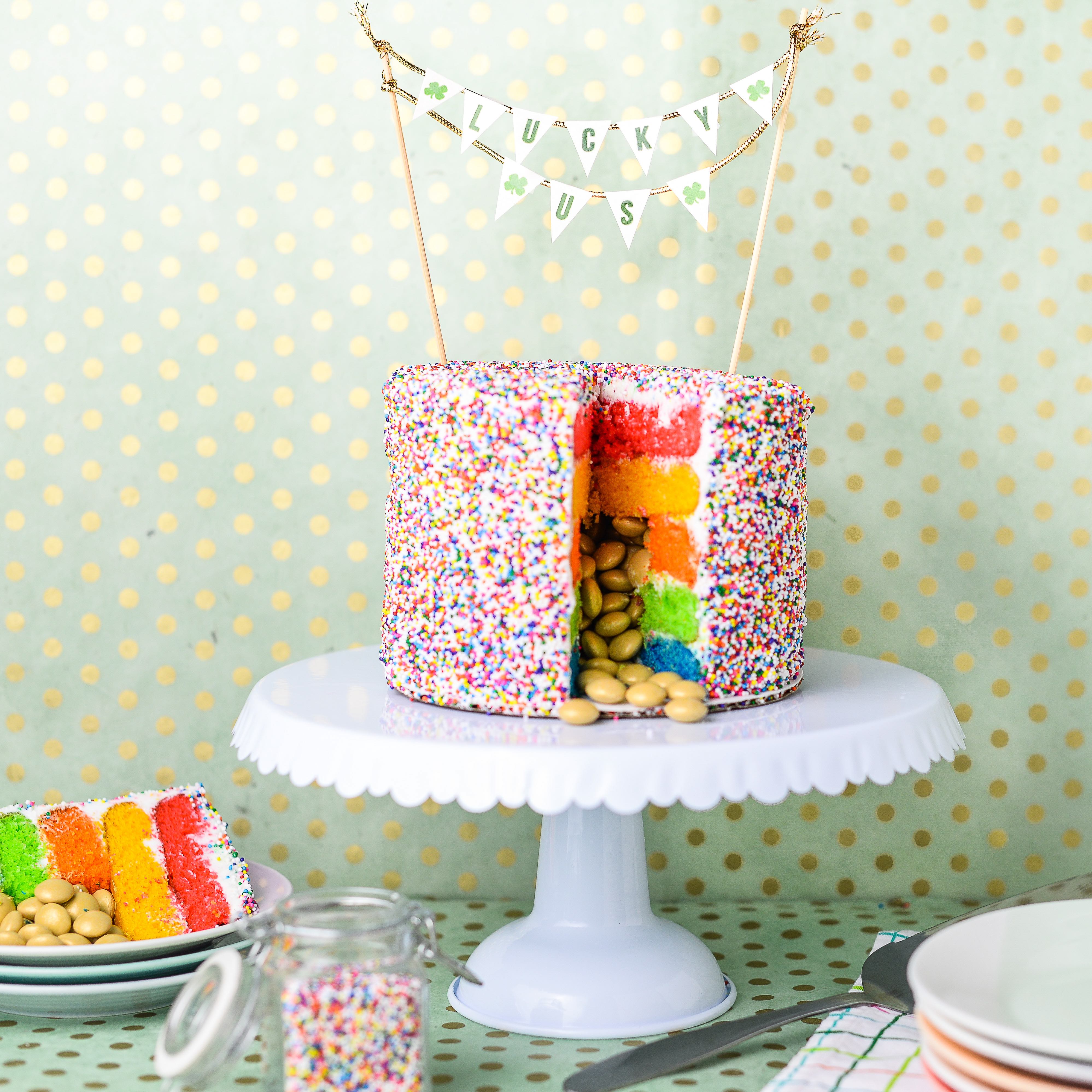 Easy St. Patrick's Day Pot of Gold Rainbow Cake - Savvy Saving Couple