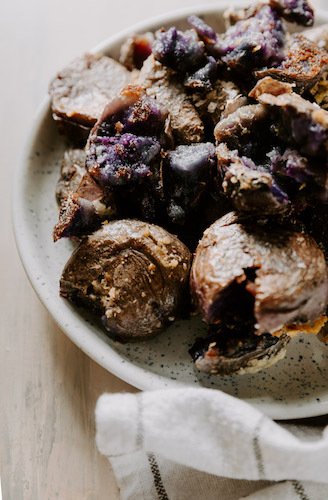 Smashed Purple Potatoes • Green Evi