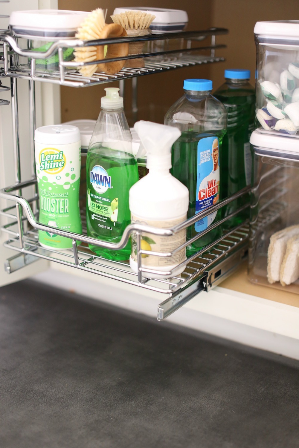 Under the Kitchen Sink Cabinet Door Storage Rail for Cleaning