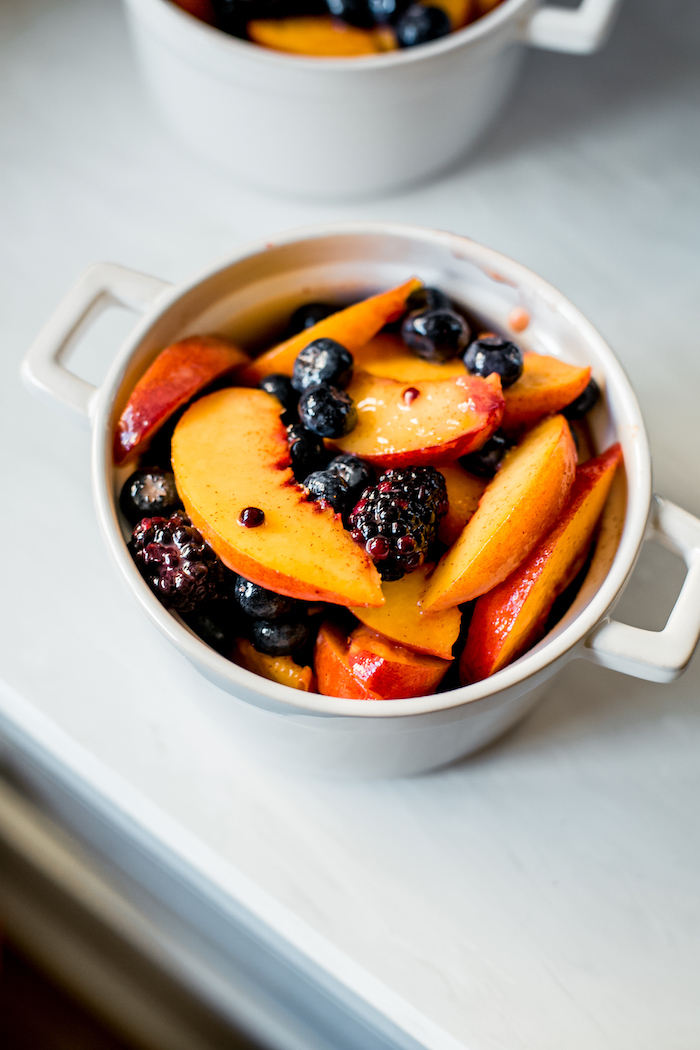 Instant Pot Fruit Crisp with Peaches Blackberries