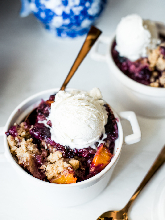 Instant Pot Fruit Crisp with Peaches Blackberries