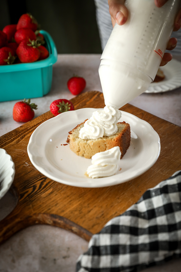 Pound Cake with Strawberries and Whipped Cream