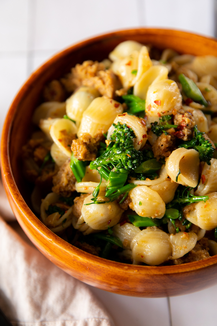 Simple Vegan Italian Sausage & Pasta Dinner